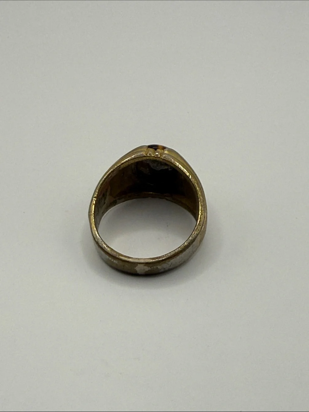 Vintage Gold Tone Brown Tiger’s Eye Cocktail Statement Ring Size 8.5